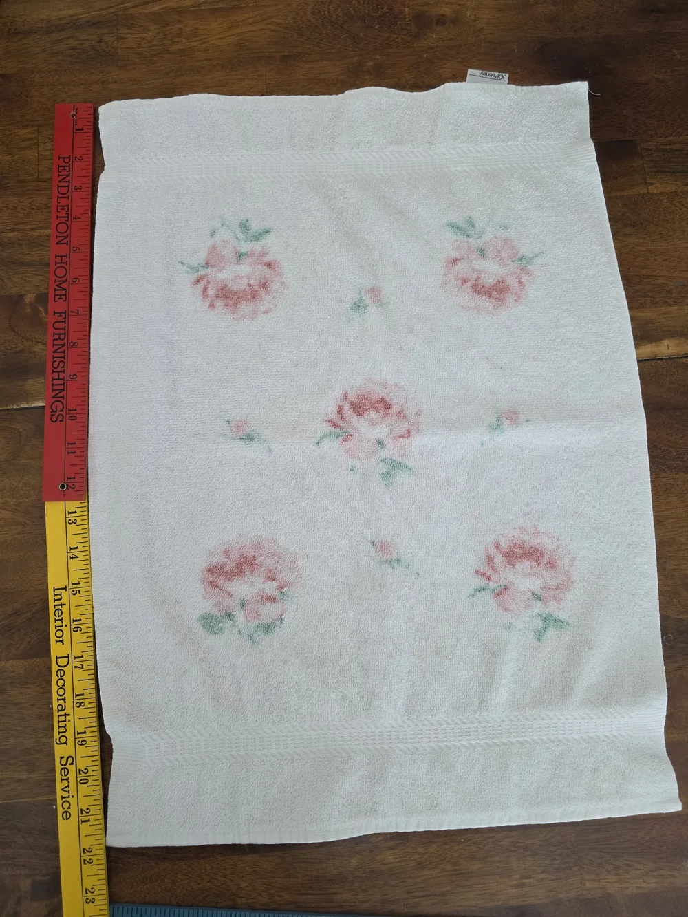 Vtg. JCPenny 100% Cotton Made In USA Bath Towel & 2 Hand Towels Pink ROSES 3pc